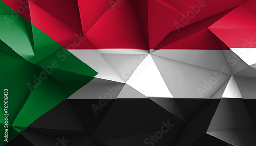 Republic of the Sudan Flag Abstract Prism on Background