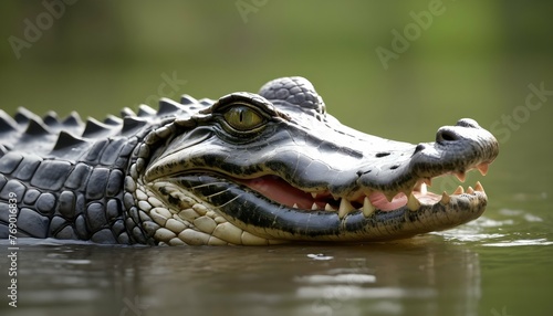 An Alligator With Its Head Raised High Alert And