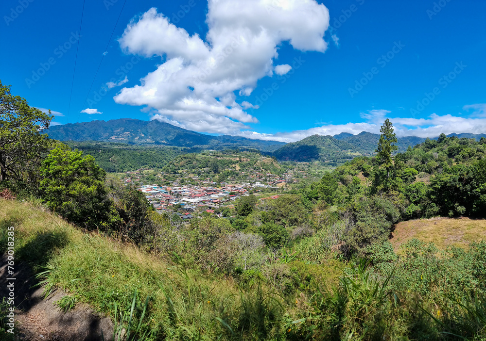 Panama, Boquete, panoramic view from the tropical forest of the hills