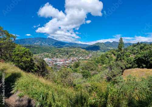 Panama, Boquete, panoramic view from the tropical forest of the hills