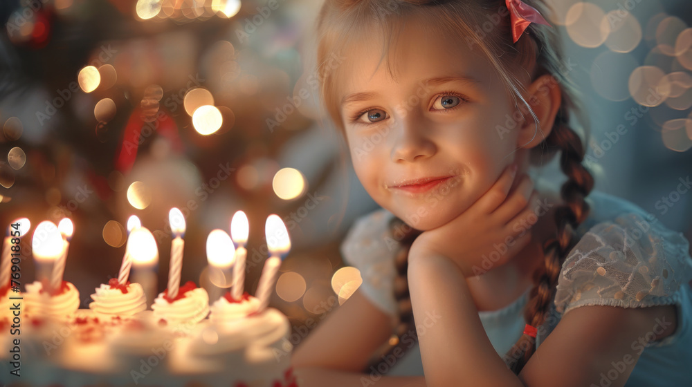 Three children gather around a birthday cake, one making a wish before blowing out the candles. Three children gather around a birthday cake, one making a wish before blowing out the candles.