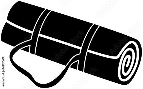 yoga illustration sport silhouette fitness logo workout icon exercise outline health equipment mat training fit gym pilates female home shape floor body nobody for vector graphic background