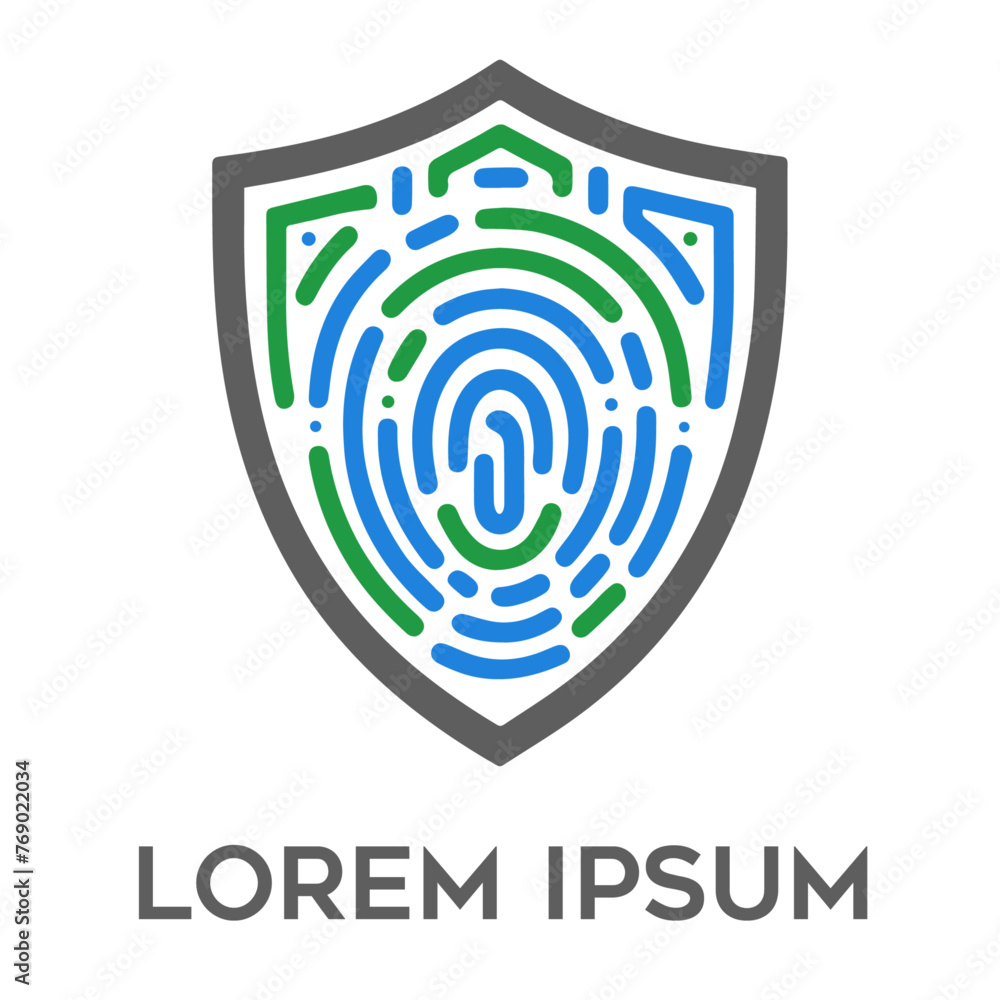 fingerprint and shield logo design clean and modern fingerprint logo security logo template fingerprint and shield logo design clean and modern fingerprint logo security logo template