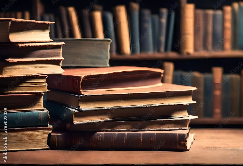stack of old books on the table stack of old books on the table