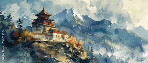 A serene mountaintop monastery where players train in ancient martial arts