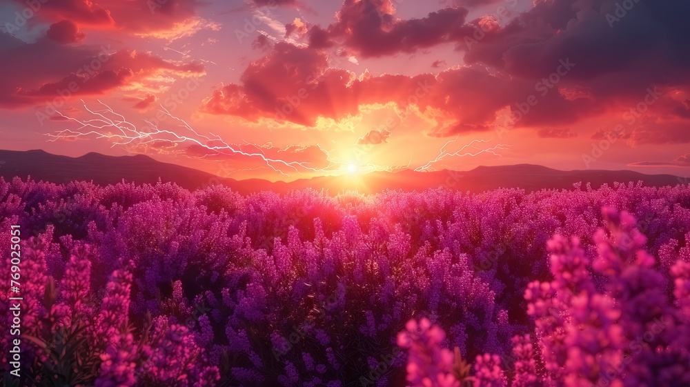 A field of lavendel during sunset and beautiful sky
A field of lavendel during sunset and beautiful sky