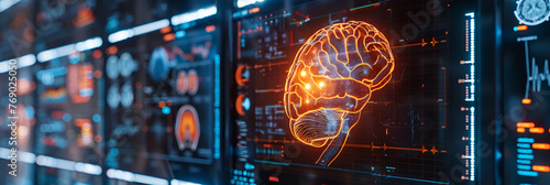 The human brain and the cyber brain The benefits and drawbacks as comparison to the human mind scan showing how the human brain processes deep learning Concept technology.
