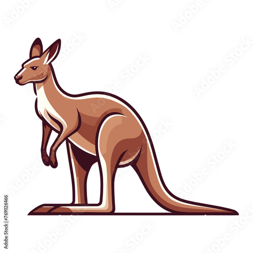 Kangaroo full body design illustration  wildlife zoology illustration  Australian mammal animal mascot character. Vector template isolated on white background