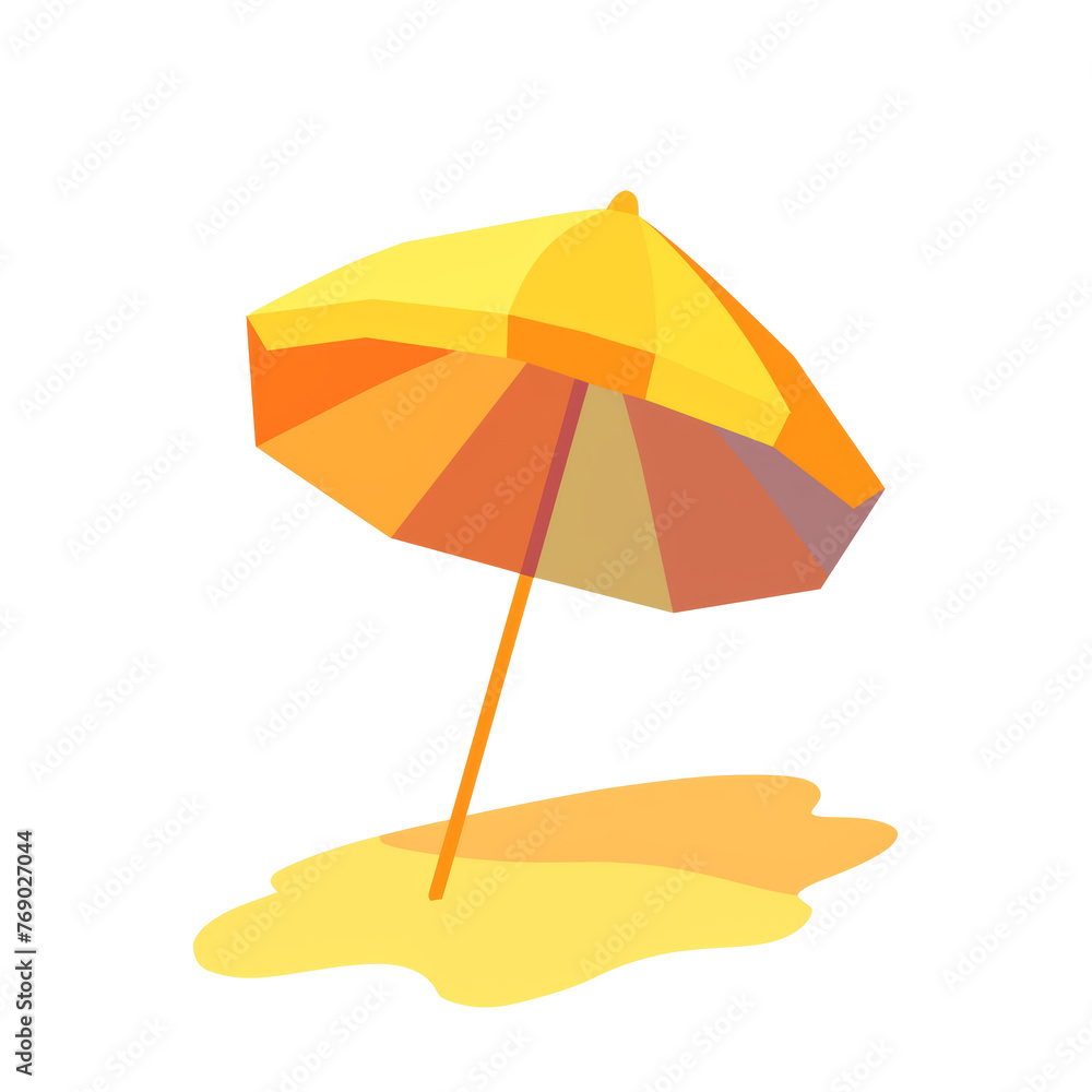 Summer theme, minimalistic PNG icon of beach umbrella on a transparent background. Flat illustration with bright colors Summer theme, minimalistic PNG icon of beach umbrella on a transparent background. Flat illustration with bright colors