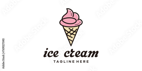 creative ice cream logo design  minimalist line ice cream logo design  logo design template  symbol  icon  vector  creative idea.