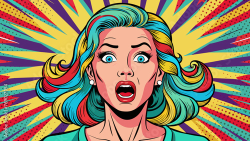 omg the woman in shock pop art retro style emotio