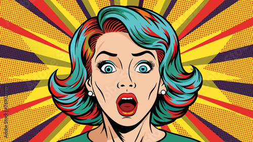 omg the woman in shock pop art retro style emotio