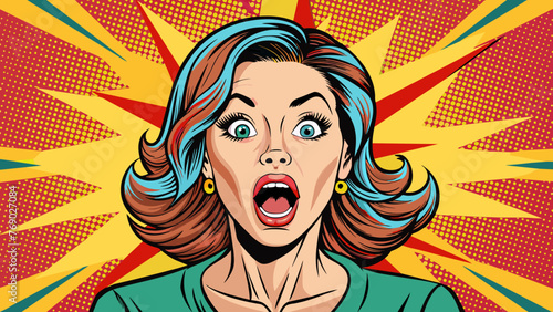omg the woman in shock pop art retro style emotio
