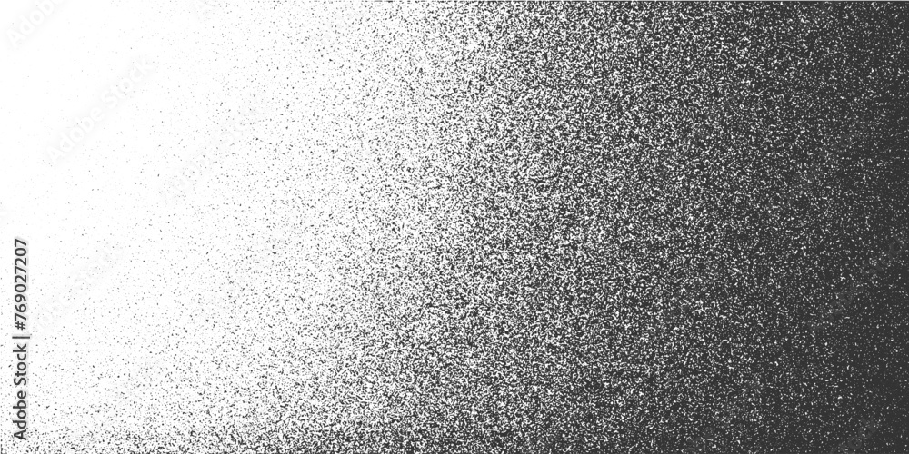 Grunge surface texture with noise, grain, dots. Abstract vector white black background with grungy gritty subtle black splatter, dust, sand. Haltone effect. Overlay template.