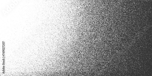 Grunge surface texture with noise, grain, dots. Abstract vector white black background with grungy gritty subtle black splatter, dust, sand. Haltone effect. Overlay template.