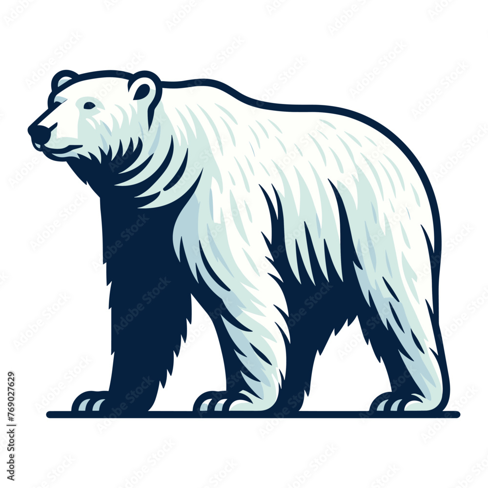 Wild polar bear full body design illustration, zoology element illustration, arctic north pole animal icon, vector template isolated on white background Wild polar bear full body design illustration, zoology element illustration, arctic north pole animal icon, vector template isolated on white background