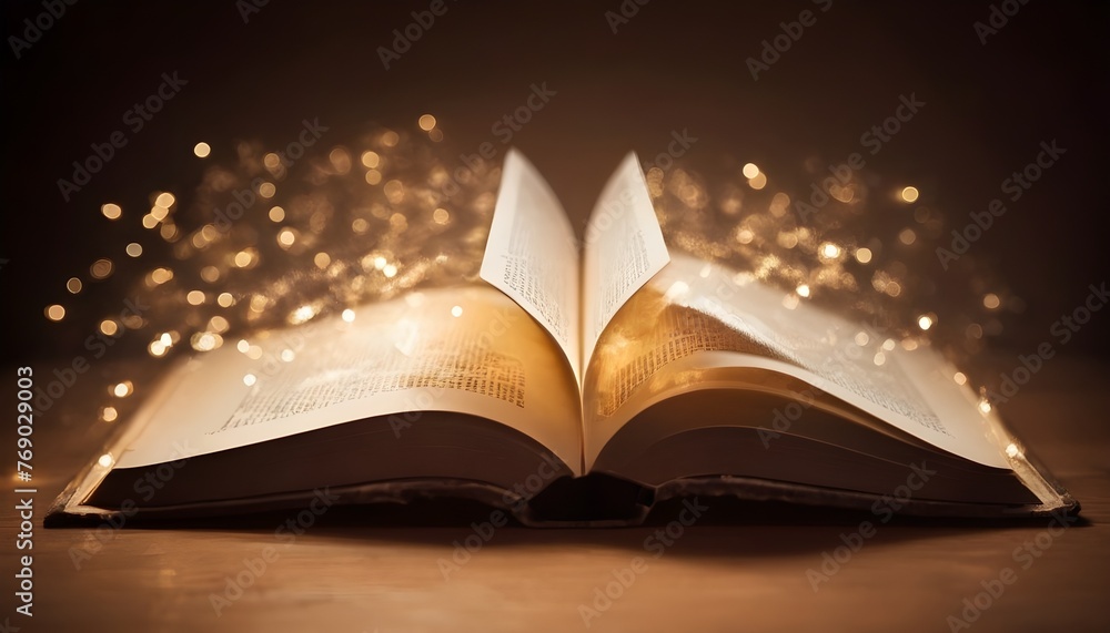 open book with glowing lights open book with glowing lights