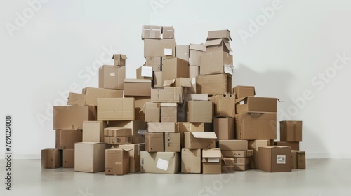Mountain of Cardboard Boxes in Warehouse