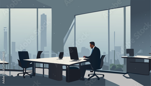 Man  working on laptop in office