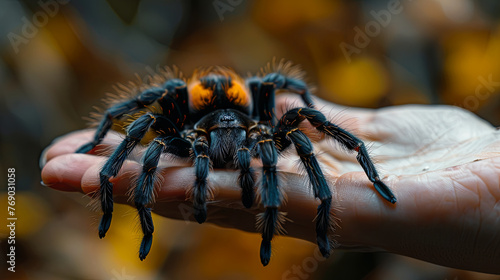 Close up Tarantula in the human hand © Kateryna Kordubailo