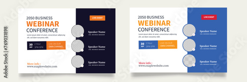 corporate Business live webinar banner invitation and social media post template design eps 10