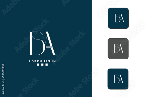 BA,A B, B, A, Abstract Letters Logo Monogram