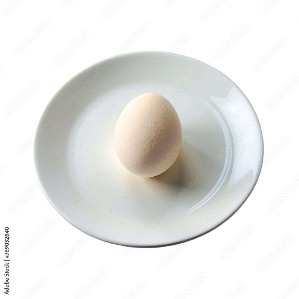 White egg on a plate. Isolated on a transparent background. White egg on a plate. Isolated on a transparent background.