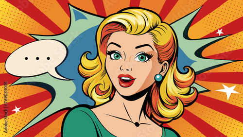 pop art illustration of blond girl with the speech 