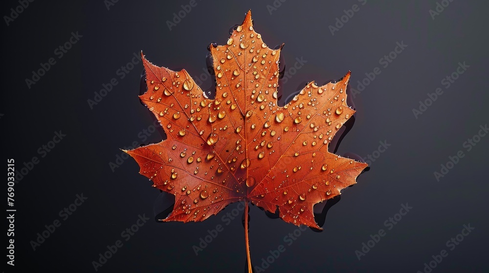 Autumn Maple Leaf with Raindrops Autumn Maple Leaf with Raindrops