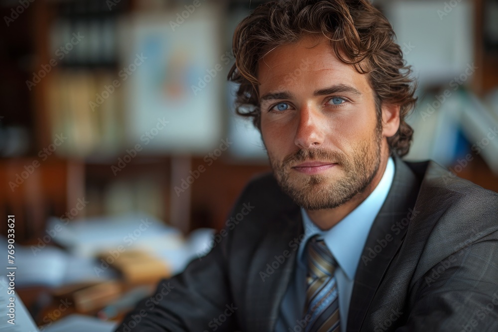 Young professional with a serious expression in a formal business environment Young professional with a serious expression in a formal business environment