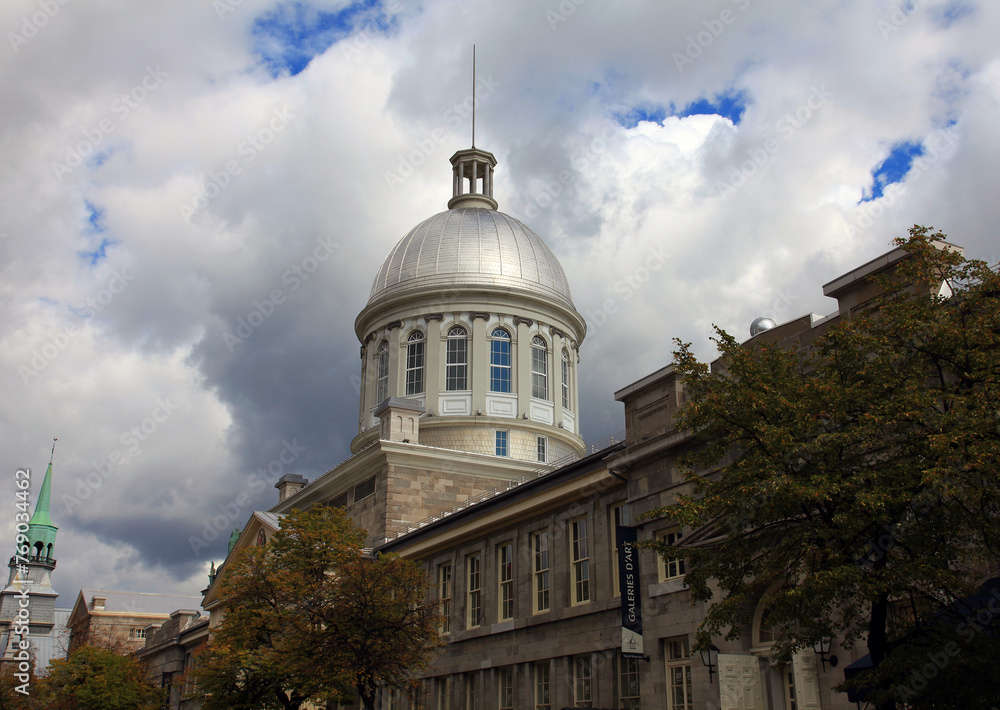 Close up of the dome of Marche Bonsecours an historic building in Montreal in Canada