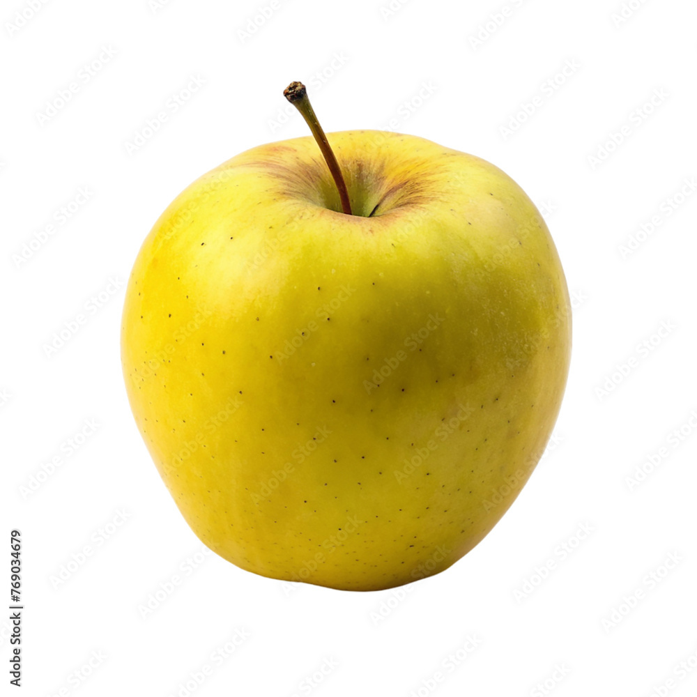 Yellow apple isolated on a transparent background.