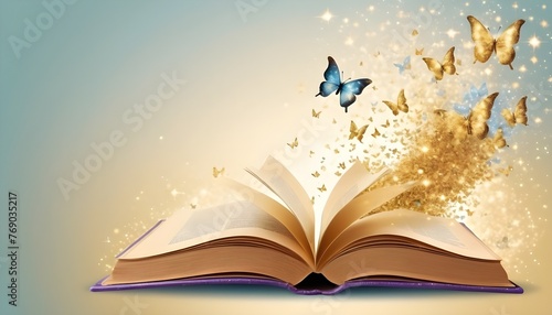 open book with magic light