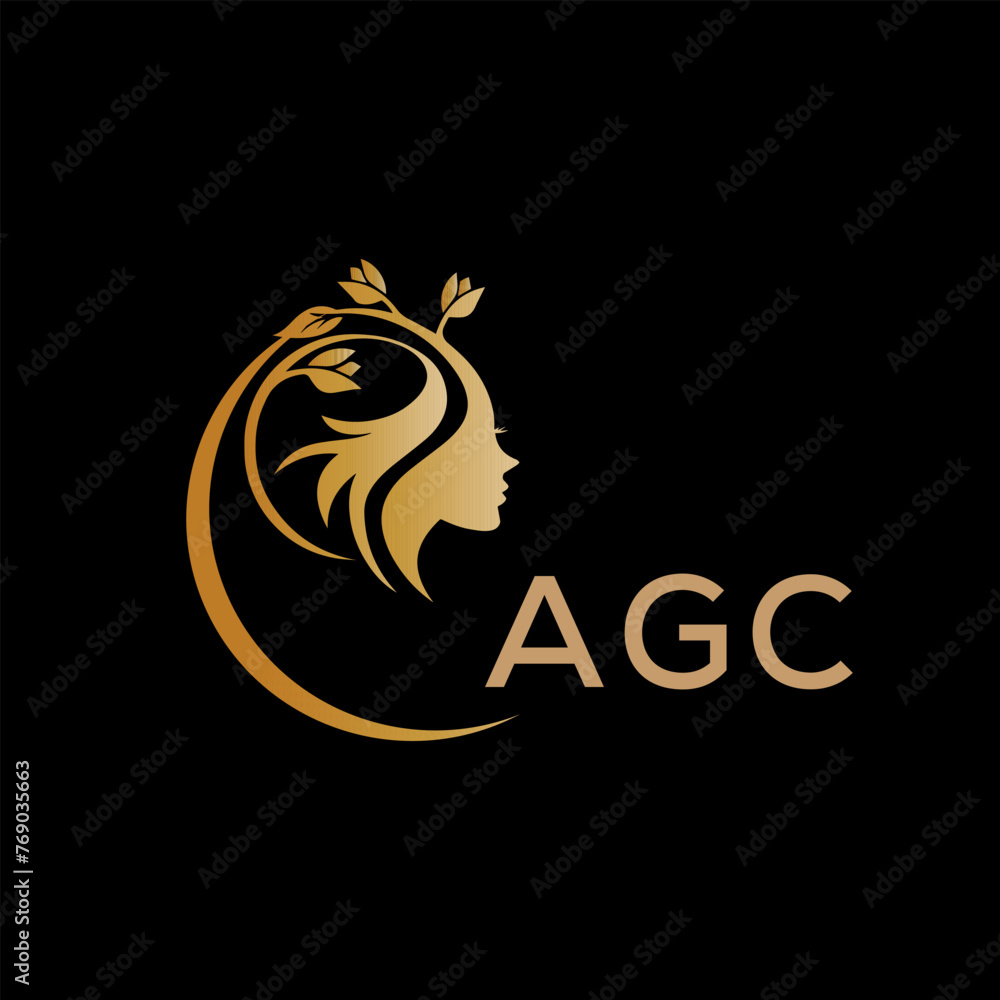 AGC letter logo. beauty icon for parlor and saloon yellow image on black background. AGC Monogram logo design for entrepreneur and business. AGC best icon.	
