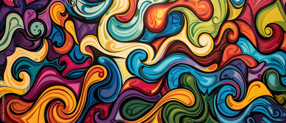 Swirling graffiti-style lettering accompanied by bold abstract patterns, creating an electrifying mural in the heart of the city. Swirling graffiti-style lettering accompanied by bold abstract patterns, creating an electrifying mural in the heart of the city.