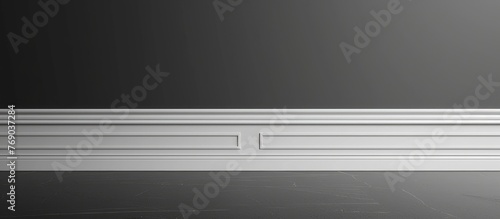 Wooden white skirting board isolated on black background