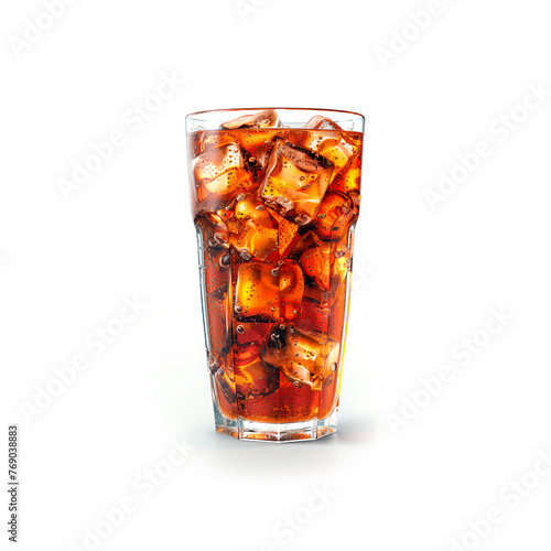 Glass of soda drink isolated on white background. Generated AI.