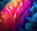 A close up of a colorful feather with many colors. Generative AI.