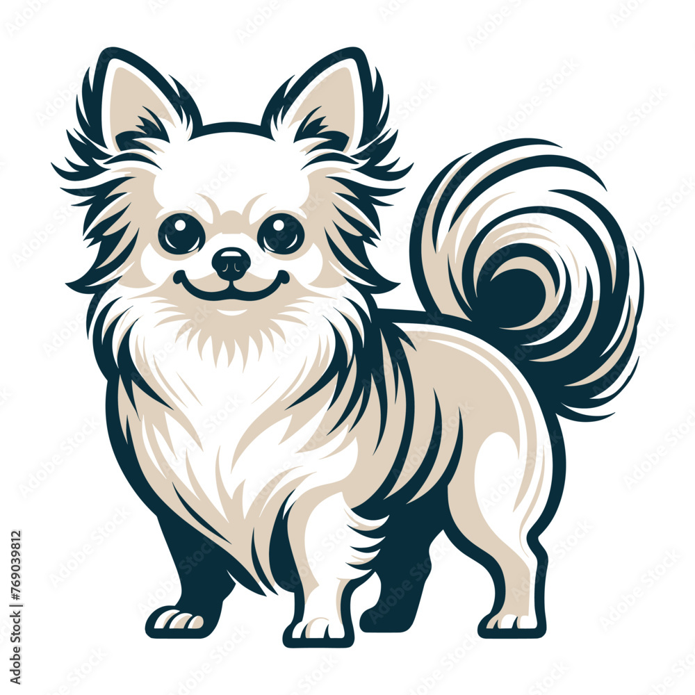 Cute chihuahua dog full body flat design illustration, standing purebred chihuahua doggy, funny adorable pet animal vector template isolated on white background Cute chihuahua dog full body flat design illustration, standing purebred chihuahua doggy, funny adorable pet animal vector template isolated on white background