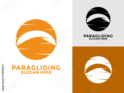 Paragliding flying sports logo vector, High Adventure Paragliding logo design template