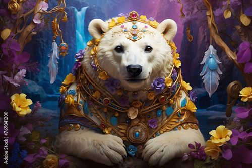 white bear in royal costume