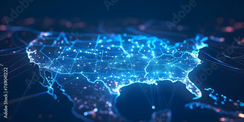 Mapping America's Global Network Connectivity and Data Transfer for Cyber Technology and Information Exchange. Concept Global Network Connectivity, Data Transfer, Cyber Technology