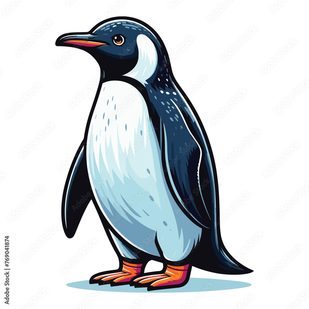 Cute penguin full body vector illustration, zoology element illustration, Antarctic south pole bird animal icon, cartoon design template isolated on white background Cute penguin full body vector illustration, zoology element illustration, Antarctic south pole bird animal icon, cartoon design template isolated on white background