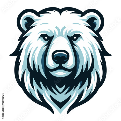 Wild polar bear head face vector illustration, arctic north pole animal icon, zoology element illustration, design template isolated on white background