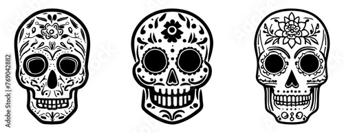 Sugar Skull Icon set. Day of the Dead. Flat vector illustration