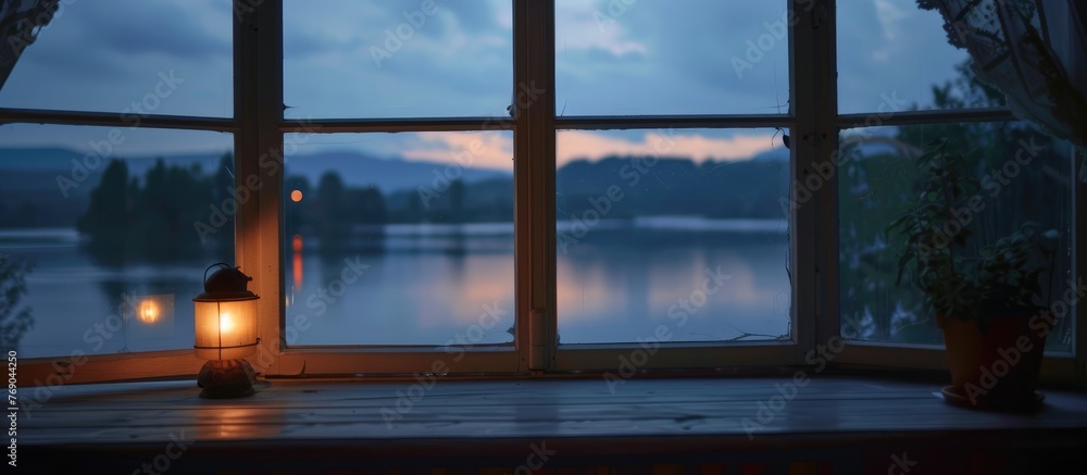 Fototapeta premium View through the window at dusk