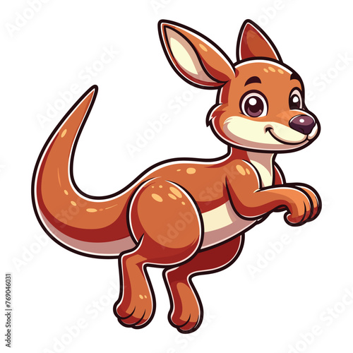 Cute kangaroo full body cartoon mascot character vector illustration  funny adorable Australian mammal animal design template isolated on white background