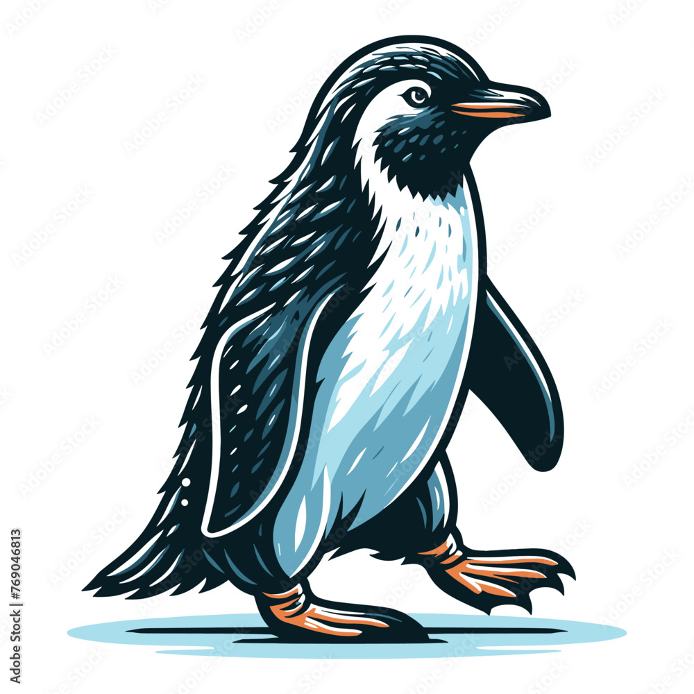 Cute penguin full body vector illustration, zoology element illustration, Antarctic south pole bird animal icon, cartoon design template isolated on white background Cute penguin full body vector illustration, zoology element illustration, Antarctic south pole bird animal icon, cartoon design template isolated on white background