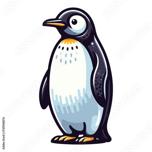 Cute penguin full body vector illustration, bird of Antarctica animal icon, south pole animal element illustration, cartoon design template isolated on white background