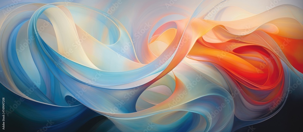 Vibrant and dynamic abstract painting featuring a swirl of various ...